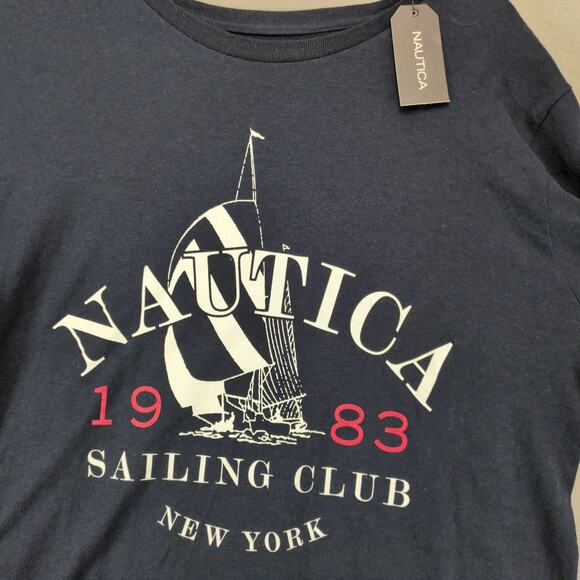 NWT Nautica Sailing Club New York Long Sleeve T-Shirt Men's S Navy Nautical - Picture 6 of 10